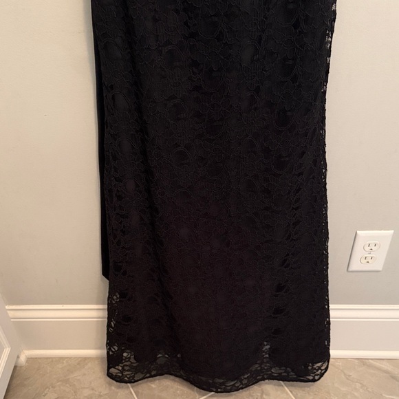 Morilee Black Lace Mermaid Hem 696 Maxi Event Dress with Satin Waist Tie. Size 8 - Picture 11 of 16
